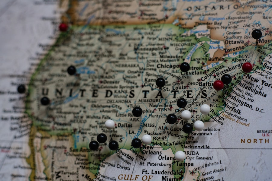 Map with pins marking Progress Contracting Service Inc. service areas